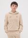 Beige pure cotton hoodie with New York print for boys_0