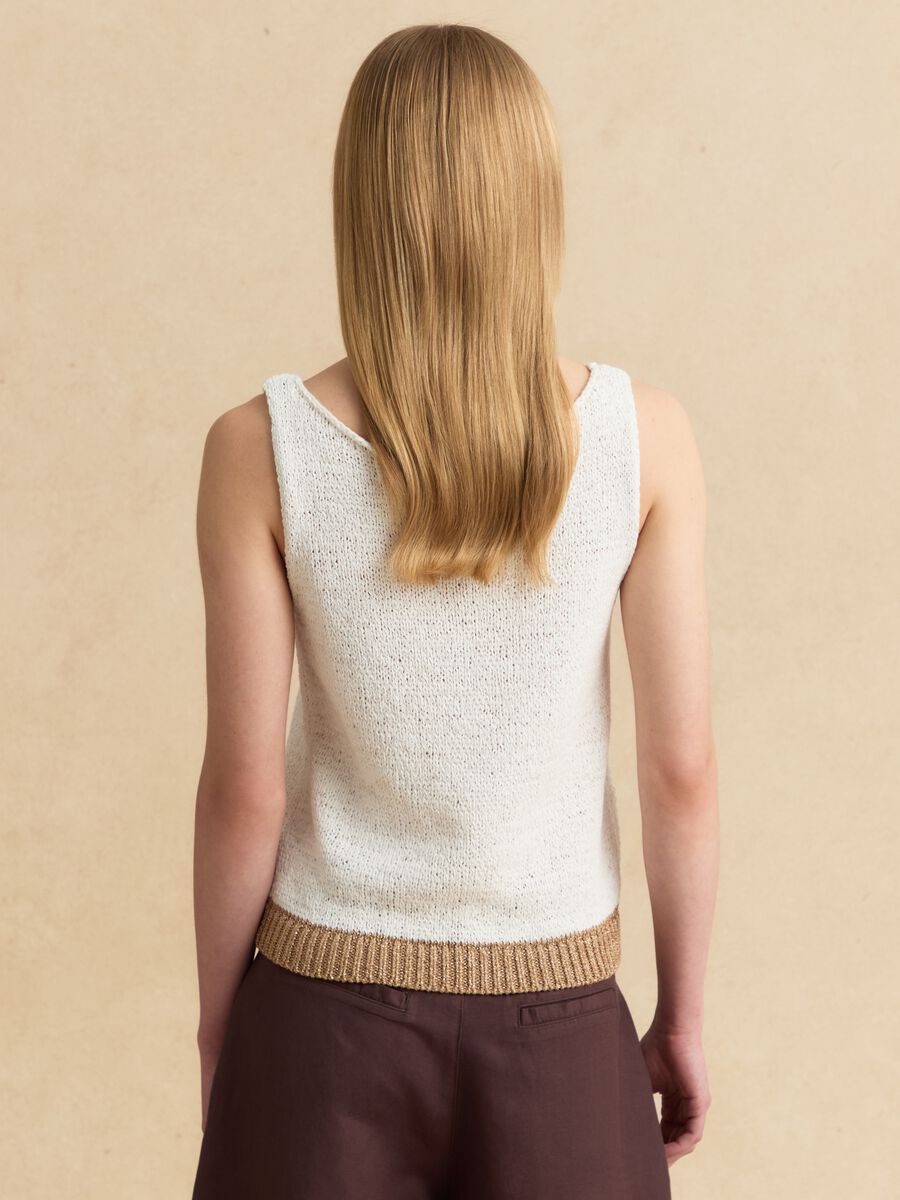 White cotton-blend top_3