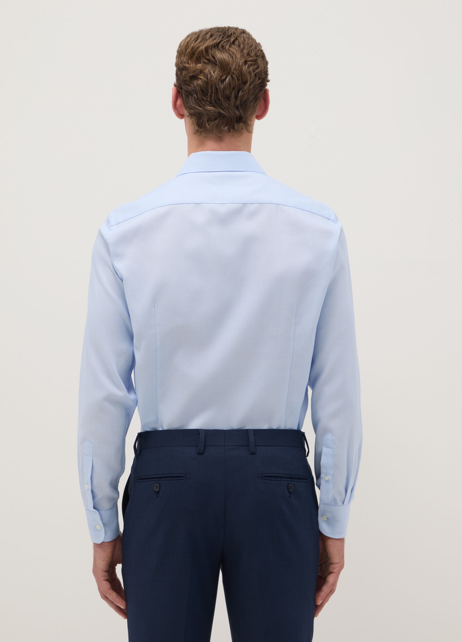 Light blue shirt with French collar in pure cotton slim fit