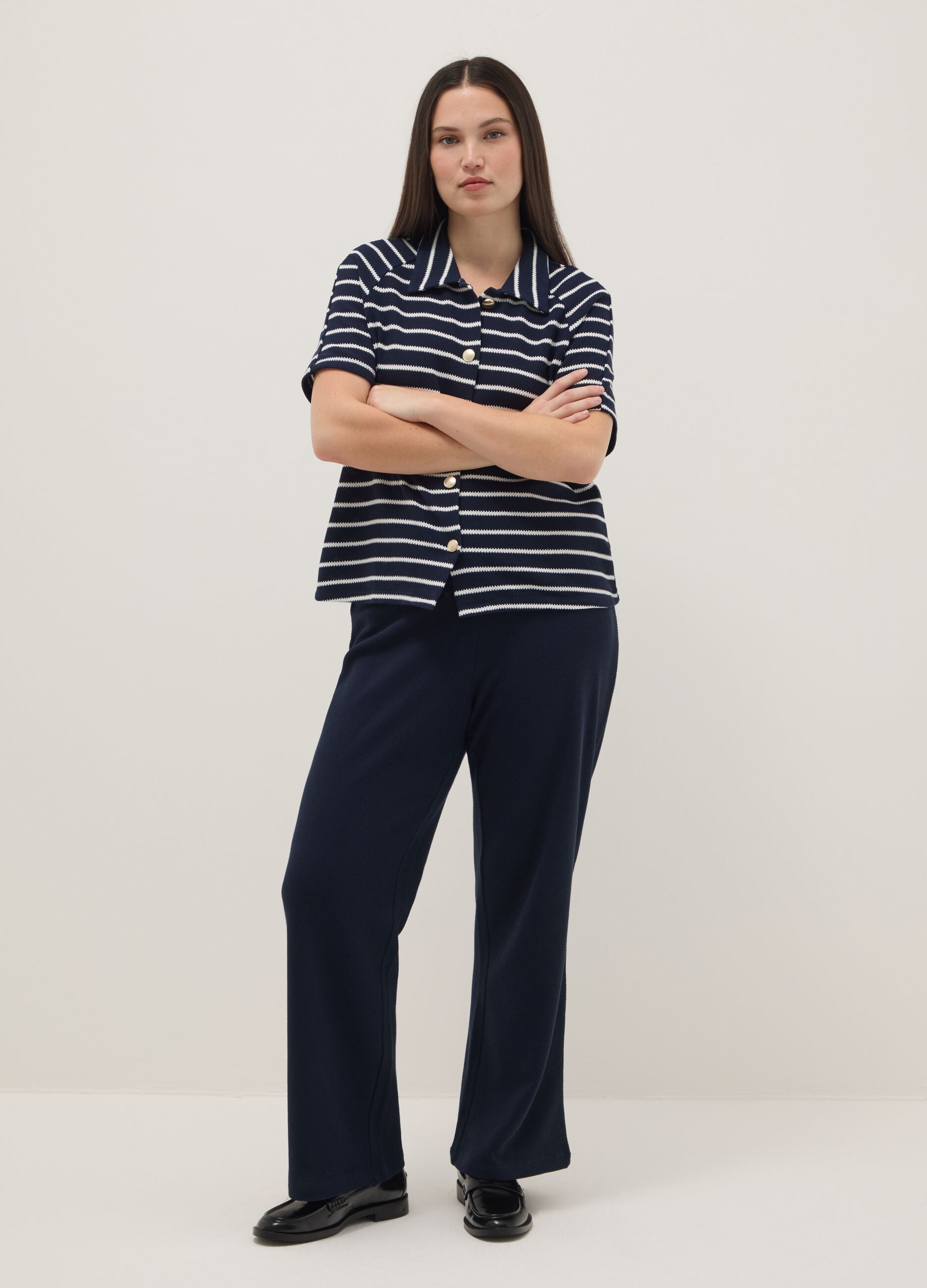 Multicolour striped cotton blend polo, regular fit