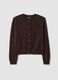 Brown pure wool crew-neck cardigan_0
