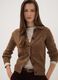 Brown wool-blend cardigan with polo collar_0