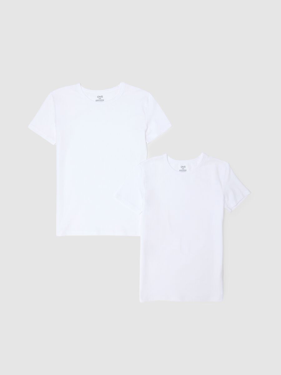 Children's white stretch cotton t-shirt twin pack, regular fit_0