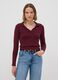 Red viscose-blend polo-collar top, regular fit_2