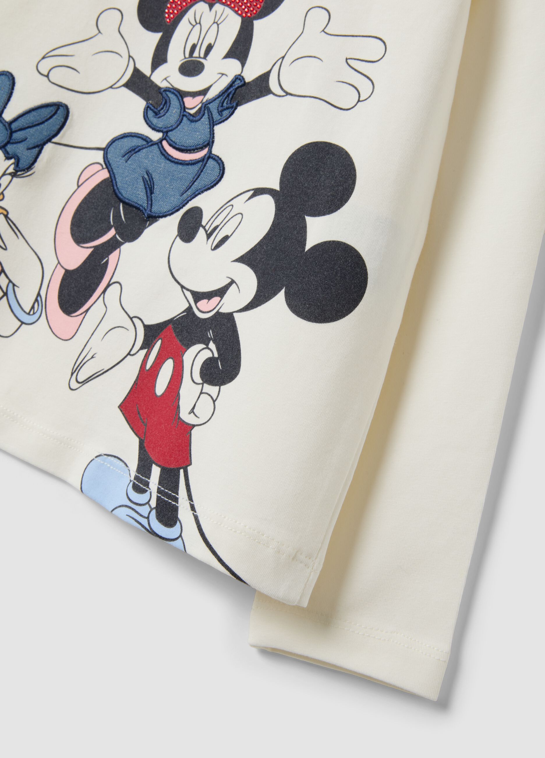 White stretch cotton Minnie print T-shirt for girls
