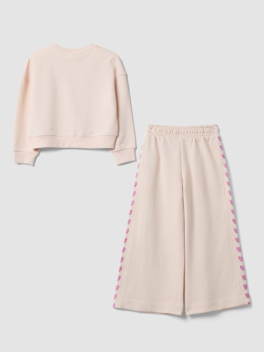 Pink cotton-blend jogger set with Lilo & Stitch prints for girls_1