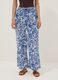 Blue and white organic cotton trousers with floral print_1