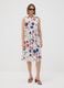 White sleeveless floral stretch-cotton dress, regular fit_1