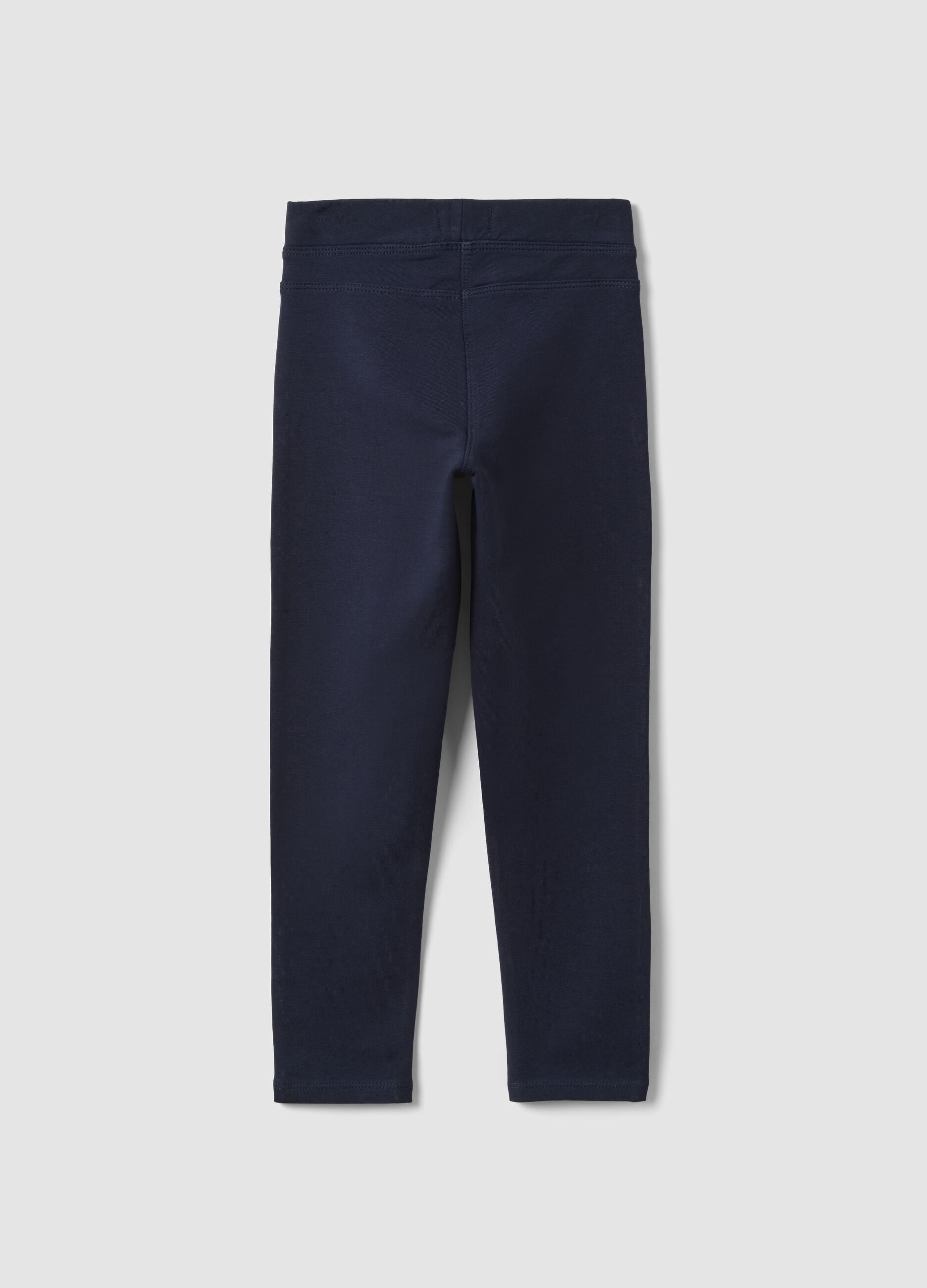 Girls' blue slim-fit stretch organic cotton treggings