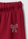 Red pure cotton trousers with elasticated waist and bow for girls_2