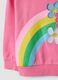 Pink cotton-blend sweatshirt with crew neck, rainbow print and floral details_3