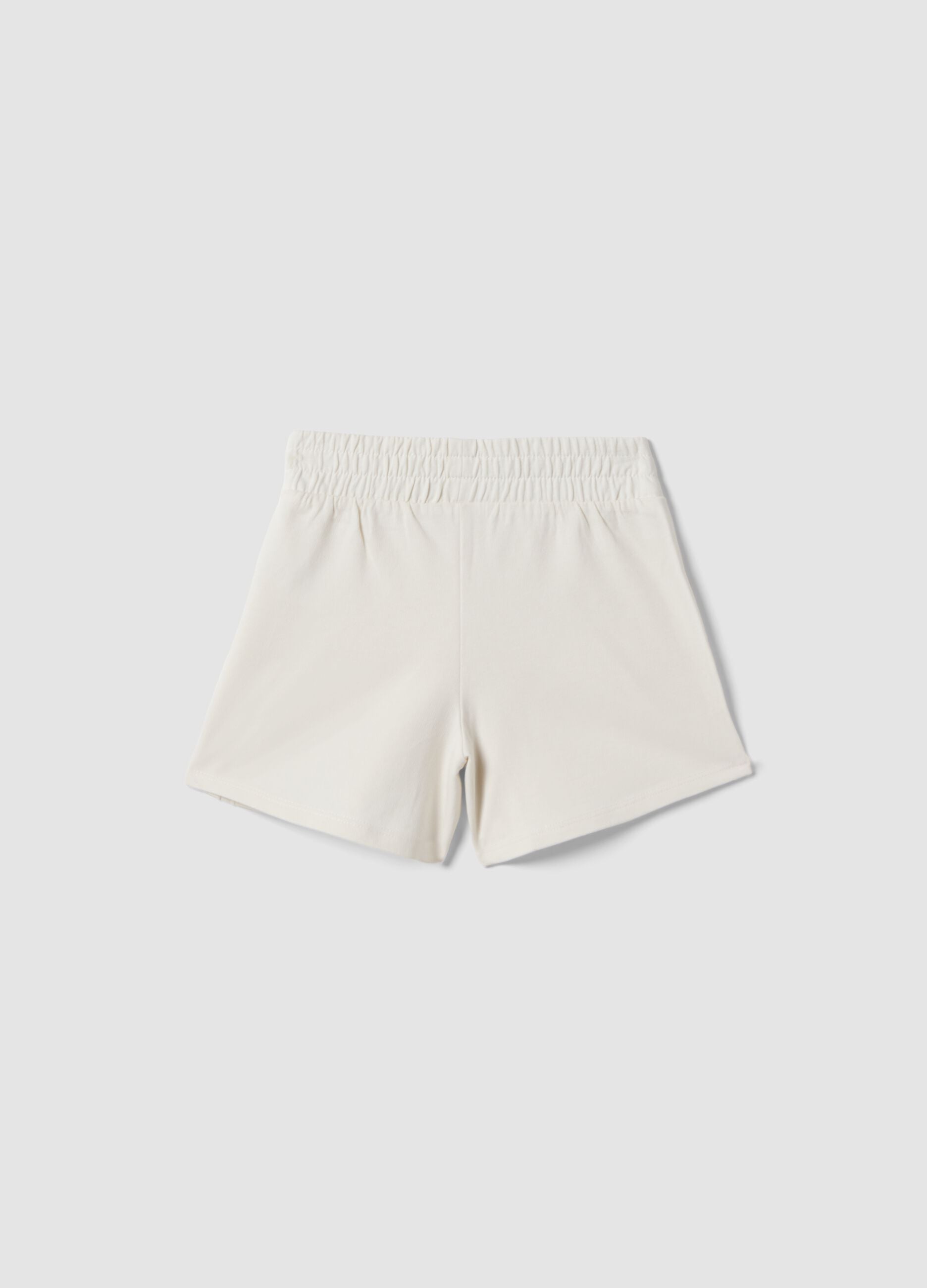 Girls&rsquo; white pure cotton shorts with elasticated waist