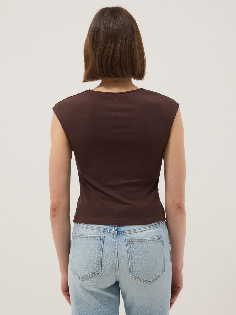 Tank top in puro cotone marrone regular fit_2