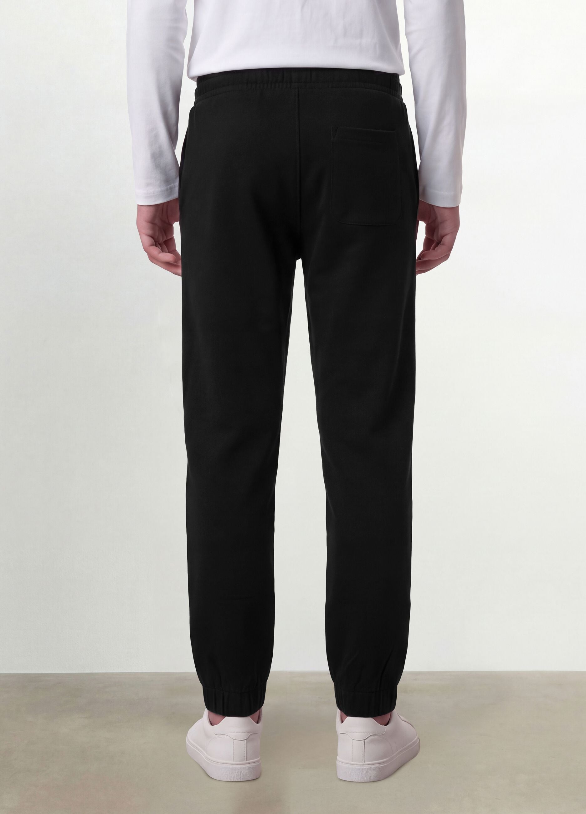 Black pure organic cotton joggers with drawstring for boys
