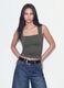 Green stretch tank top with side ruching_1