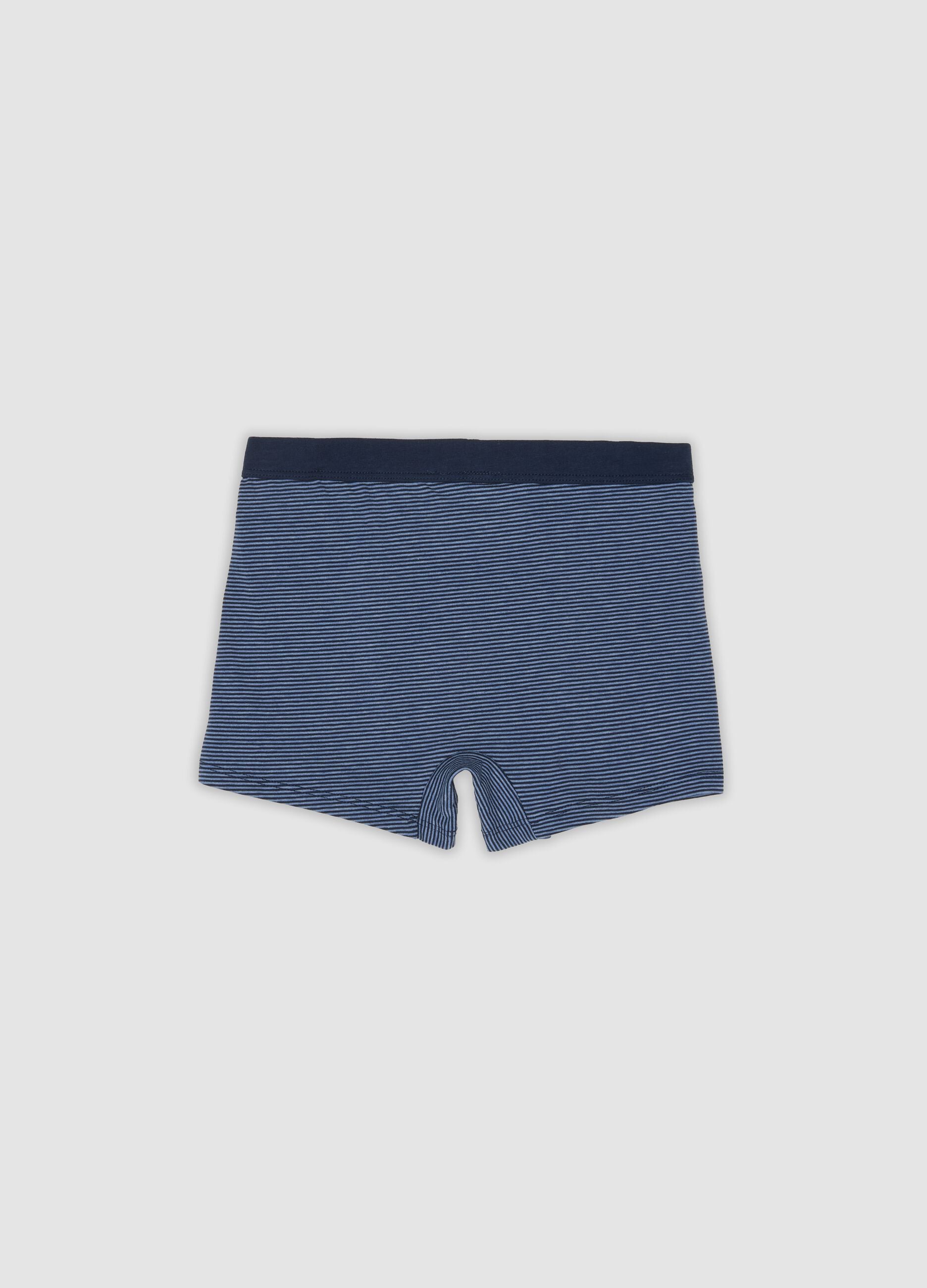Boys' blue striped stretch organic cotton boxer shorts