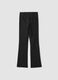 Black flared stretch viscose pinstripe trousers_2