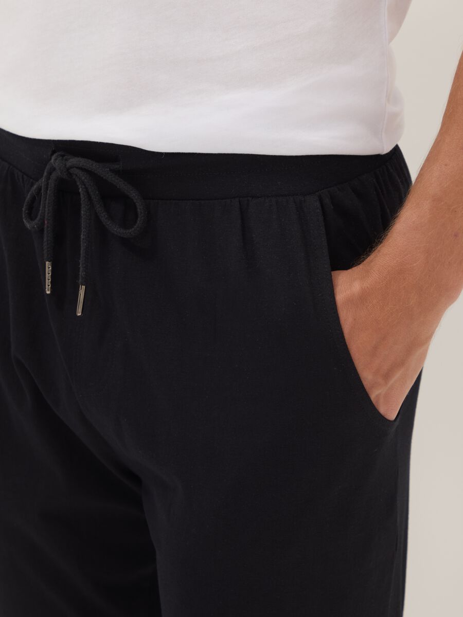 Blue organic cotton pyjama trousers with elasticated waistband_3