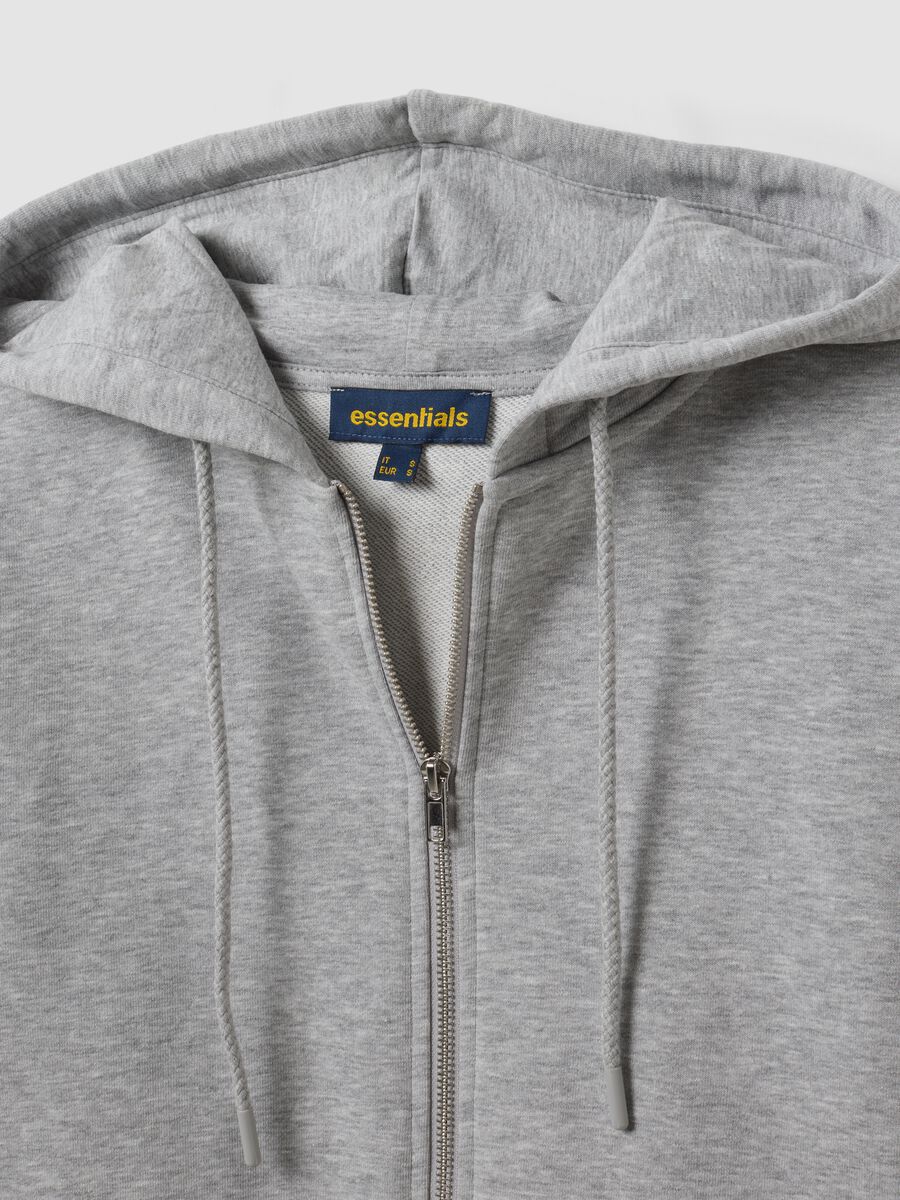 Felpa full zip grigia in misto cotone con cappuccio fitted_1