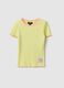 Yellow striped cotton girl&rsquo;s regular fit t-shirt with patch_0