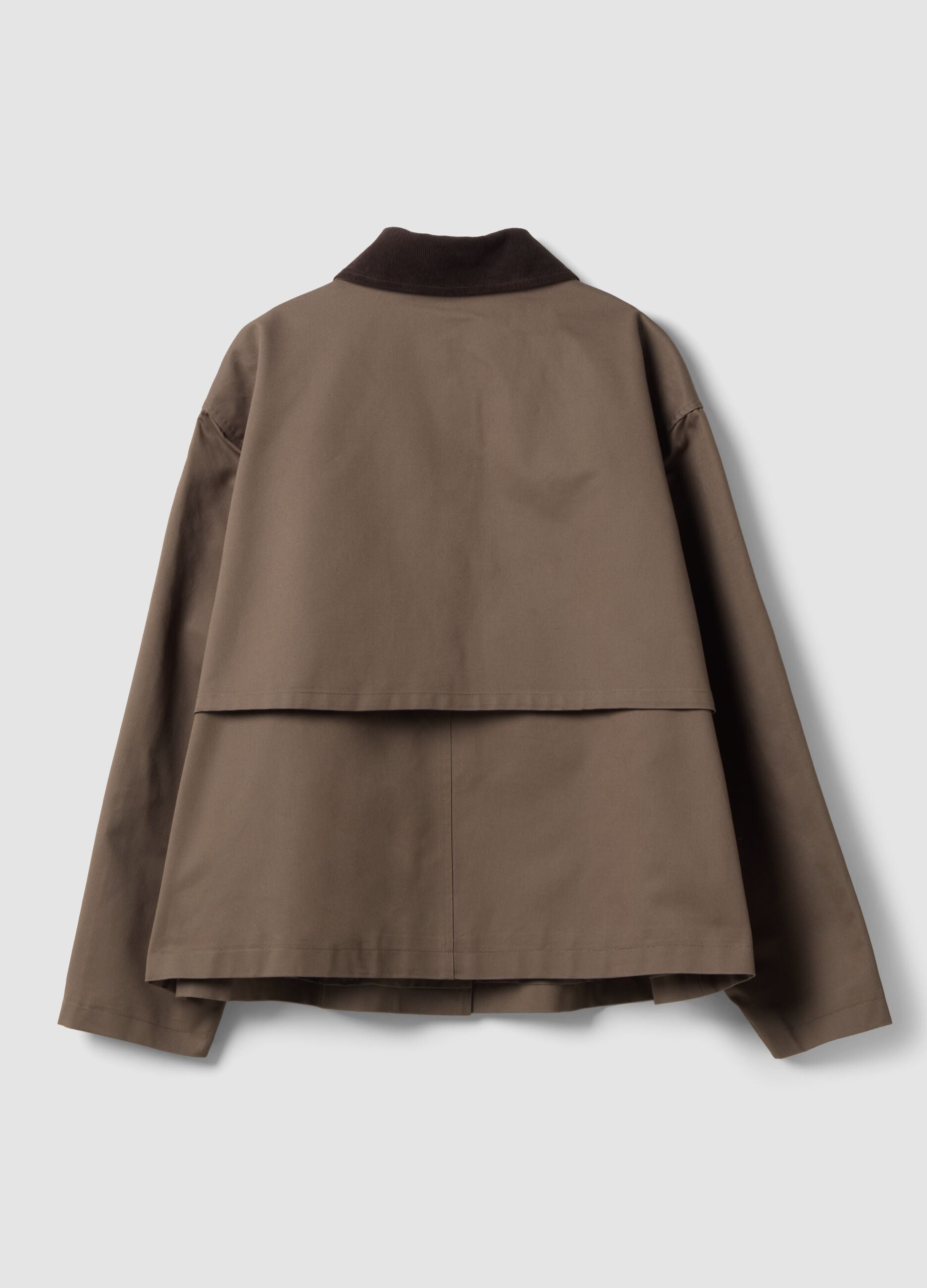 Brown pure cotton jacket with contrasting collar, regular fit