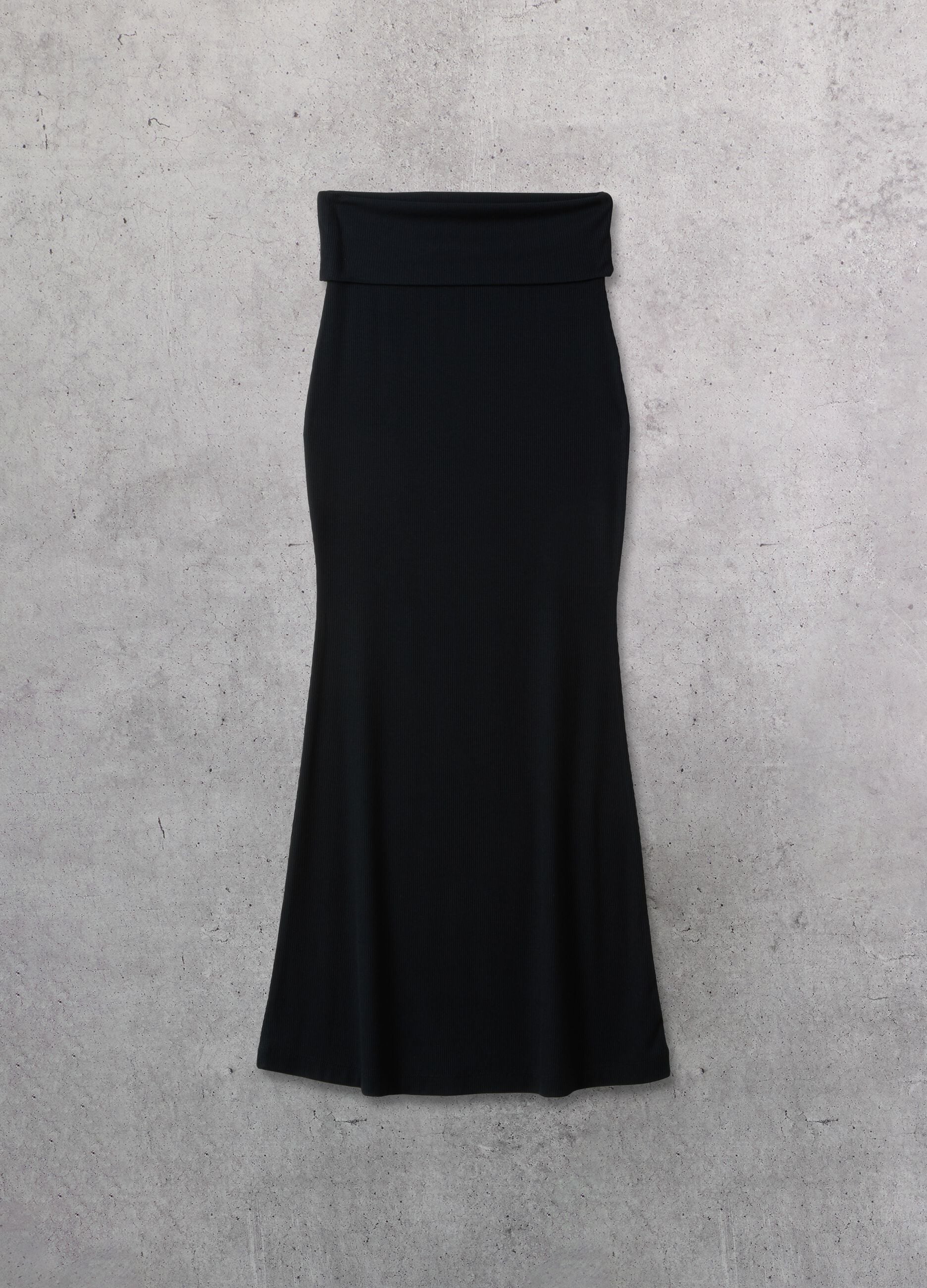 Black Foldover Long Skirt