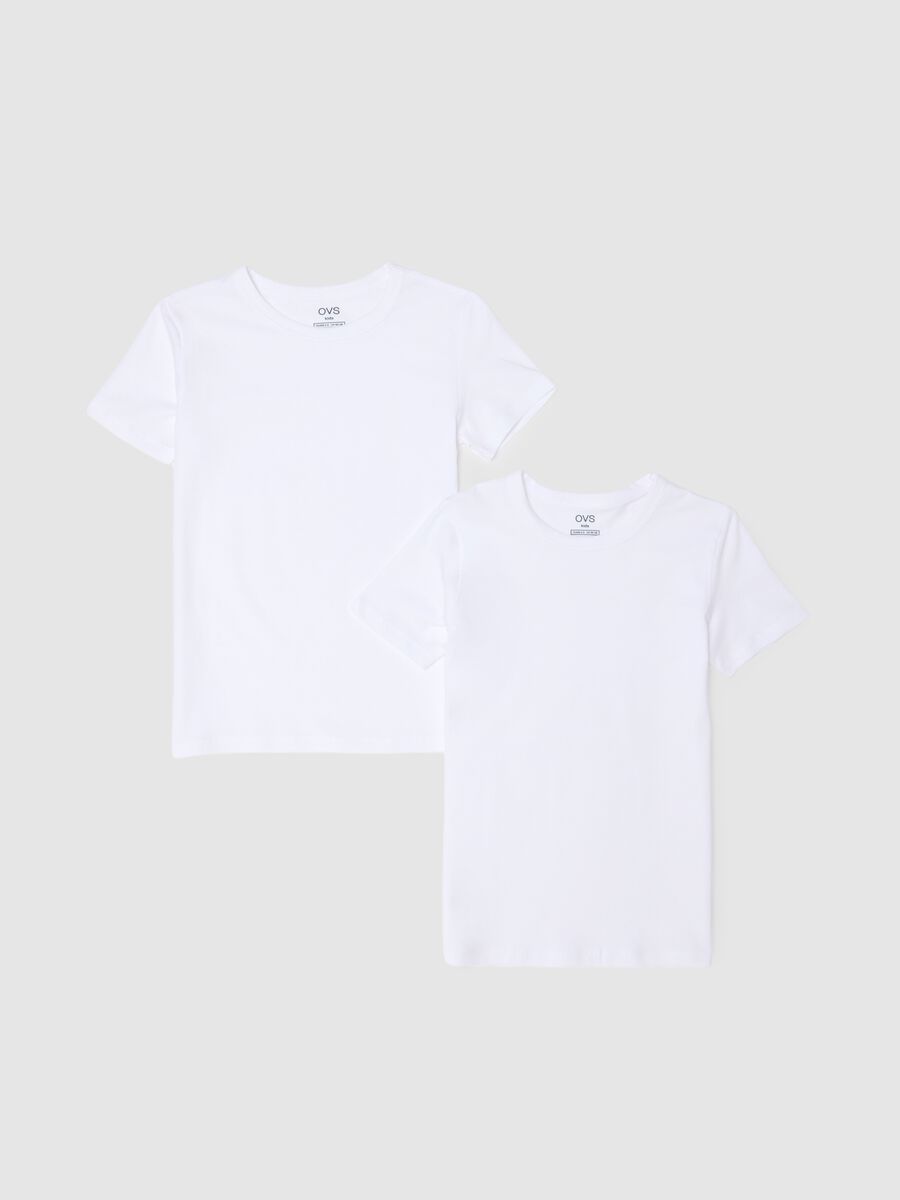 Two-pack white stretch cotton t-shirt for kids regular fit_0