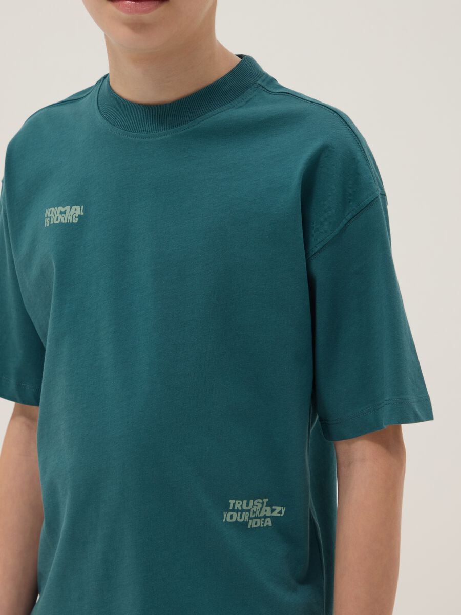 T-shirt in puro cotone verde oversize per ragazzi_2