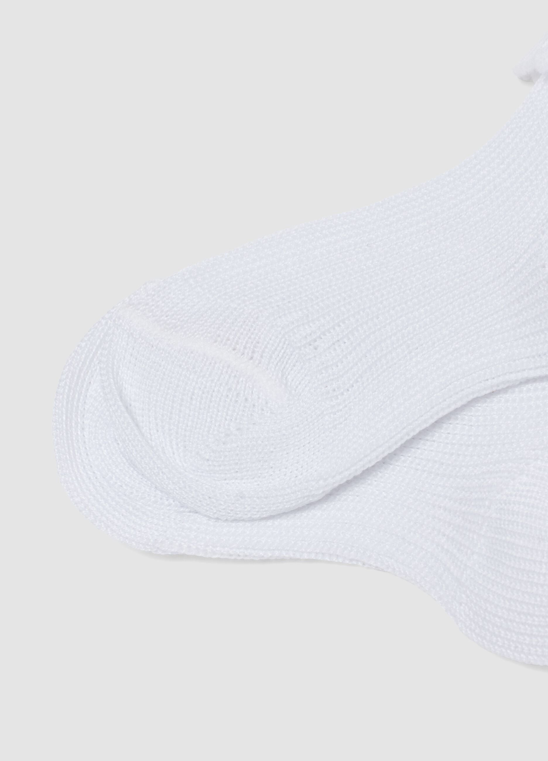 Twin-Pack White Baby Cotton Mix Socks with Embroidered Edge