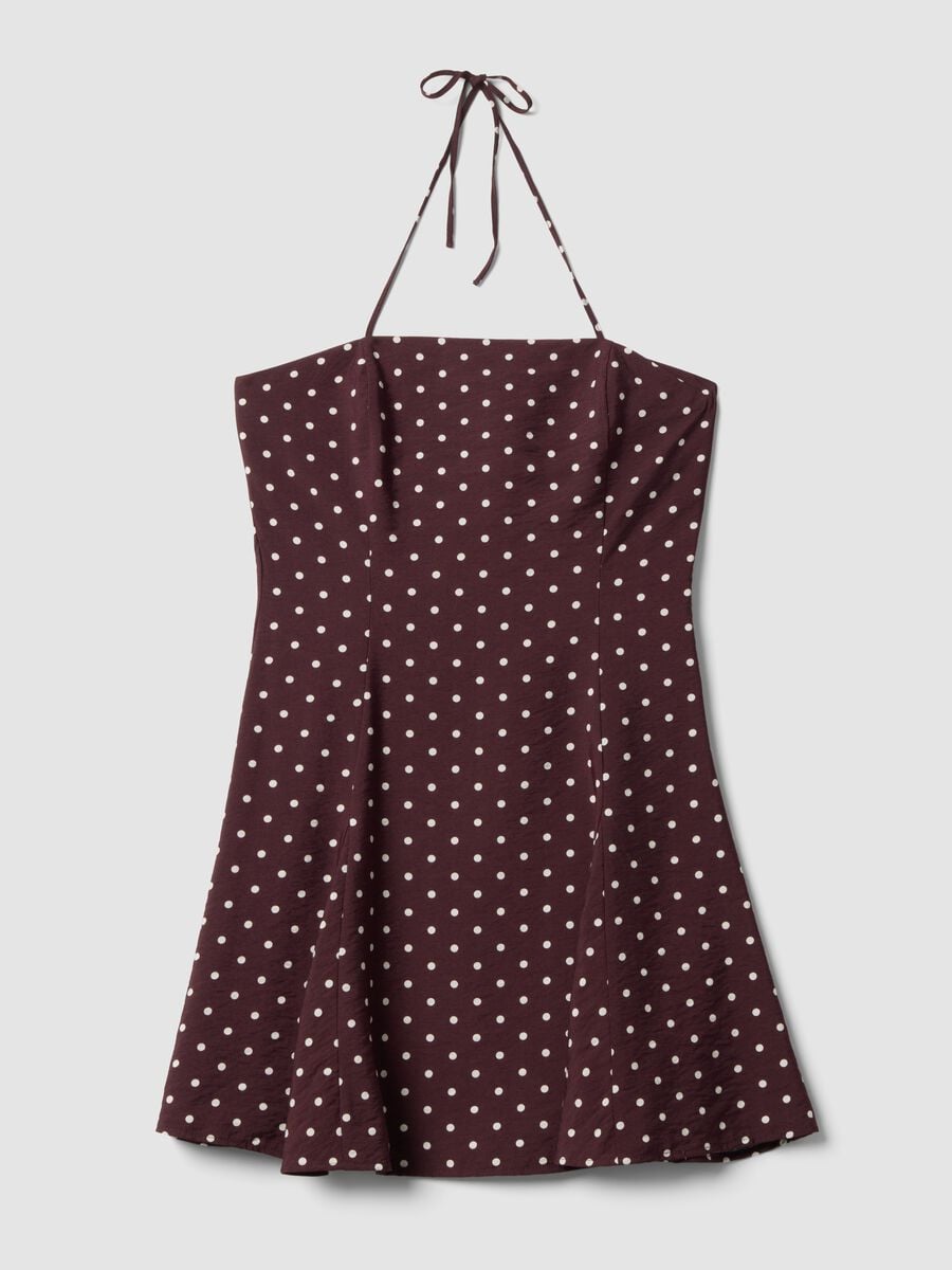 Brown polka-dot dress in viscose blend_4