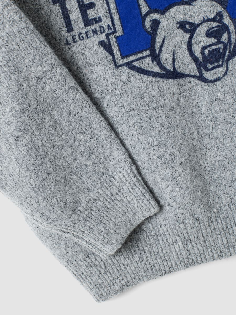 Grey stretch hoodie sweatshirt with print for boys_3