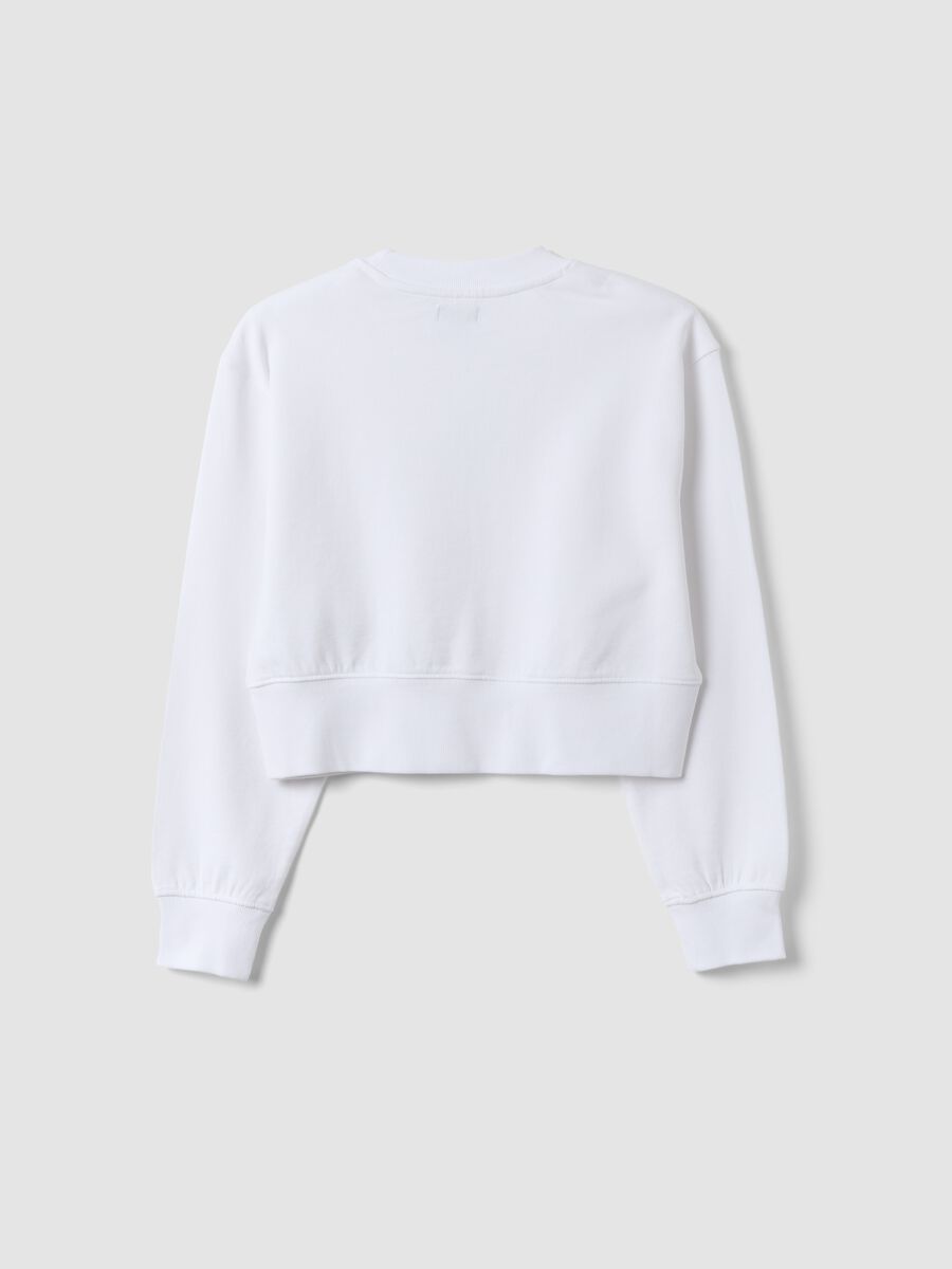 White organic cotton sweatshirt with front print for girls_4
