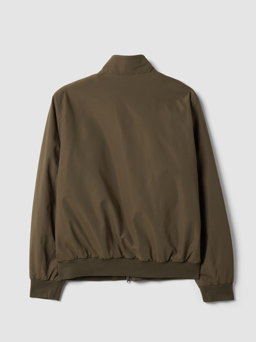 Green regular-fit jacket with zip and high collar_1