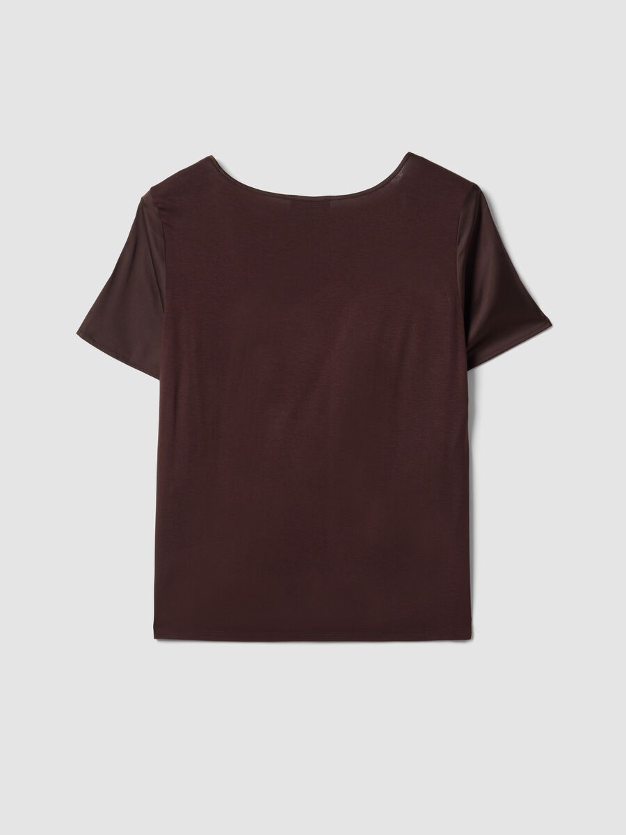 Brown satin V-neck stretch blouse, regular fit_6