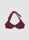 Red stretch triangle bikini top with central buckle_4
