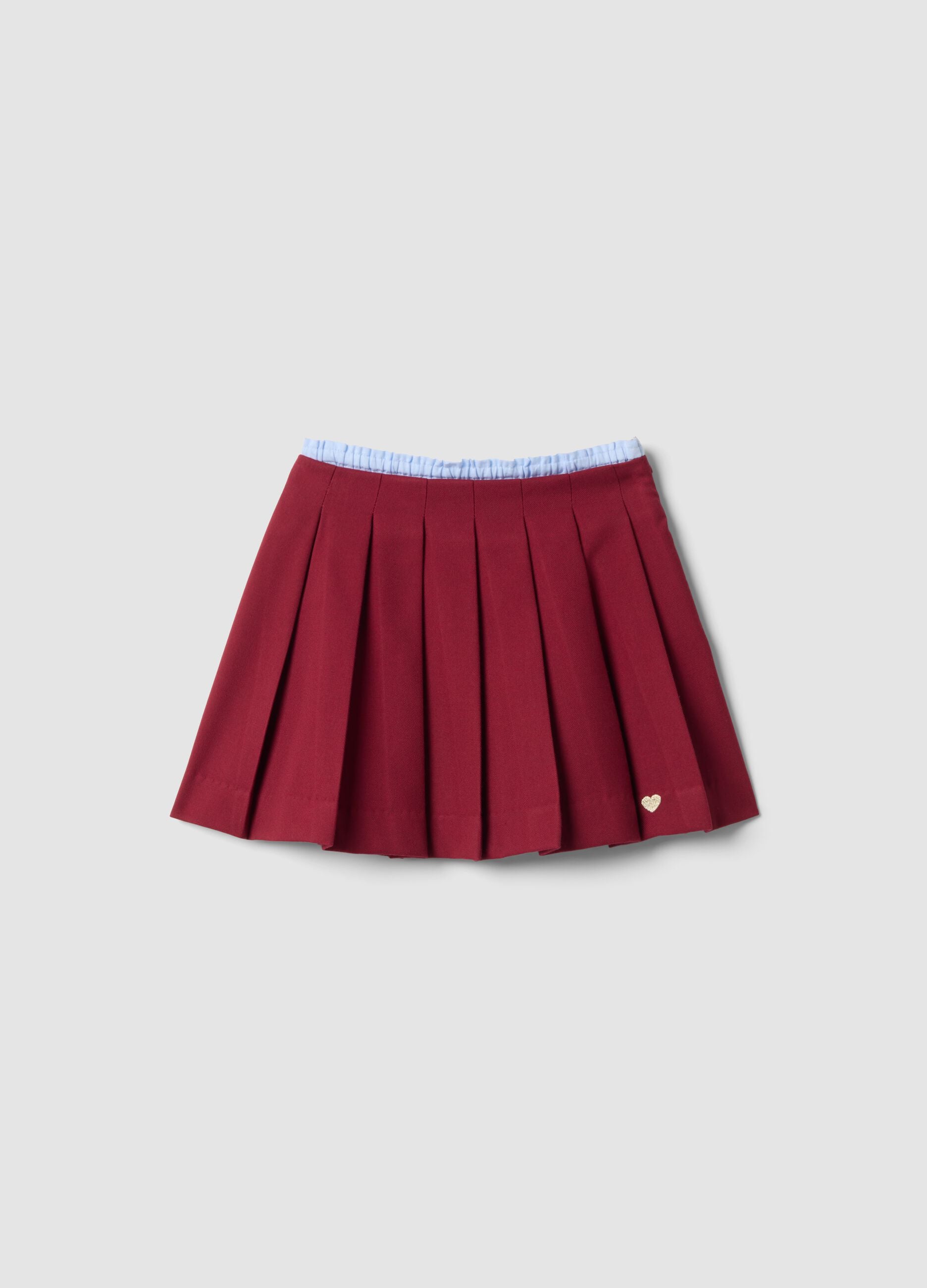 Girls&rsquo; red pleated skirt in stretch viscose