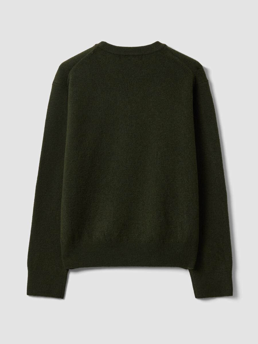 Green stretch wool crew-neck jumper_6