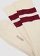 White Stretch Cotton Blend Tennis Socks with Stripes_1