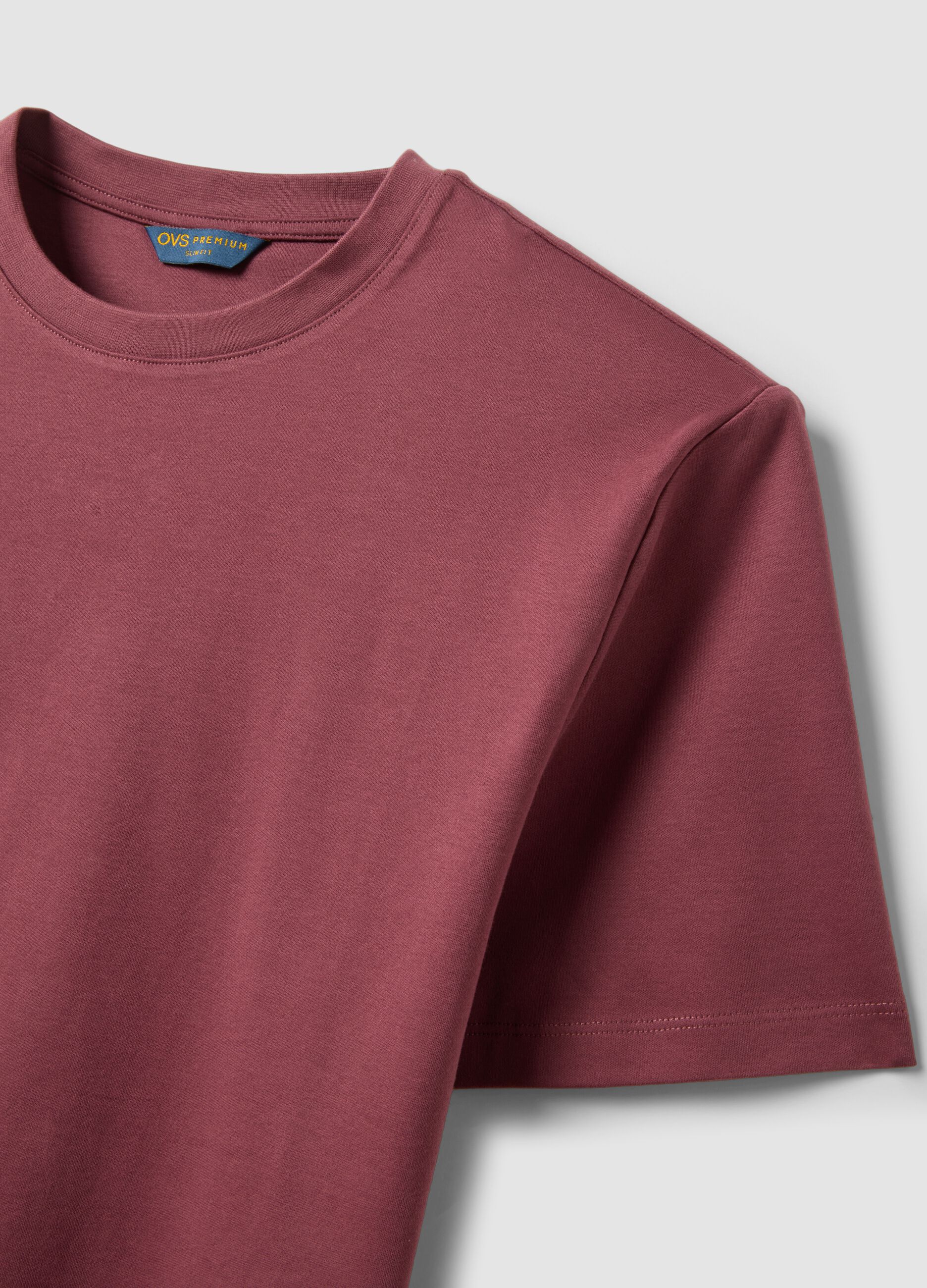 Red mercerised pure cotton slim-fit T-shirt