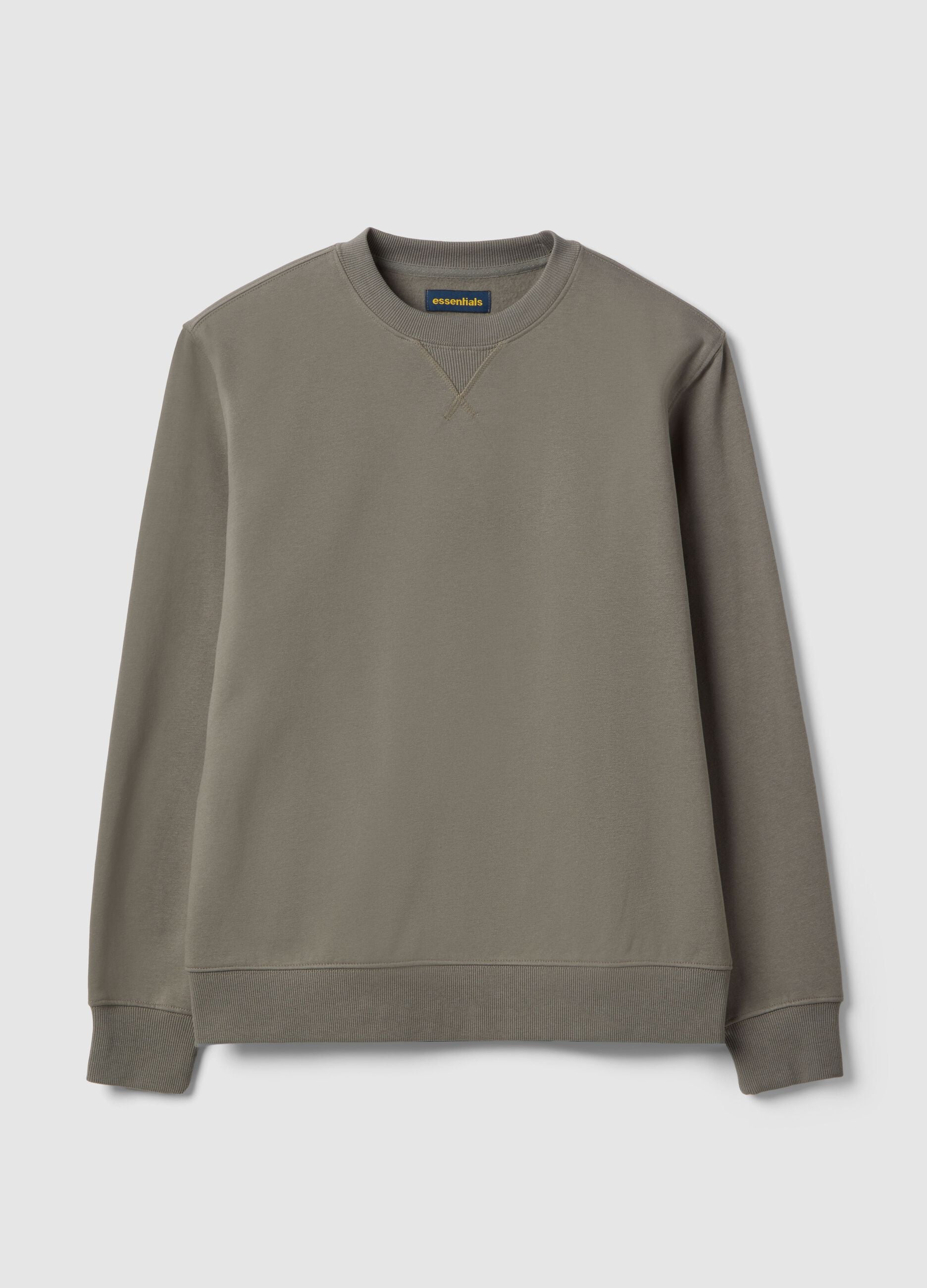 Regular fit grey cotton blend crewneck sweatshirt