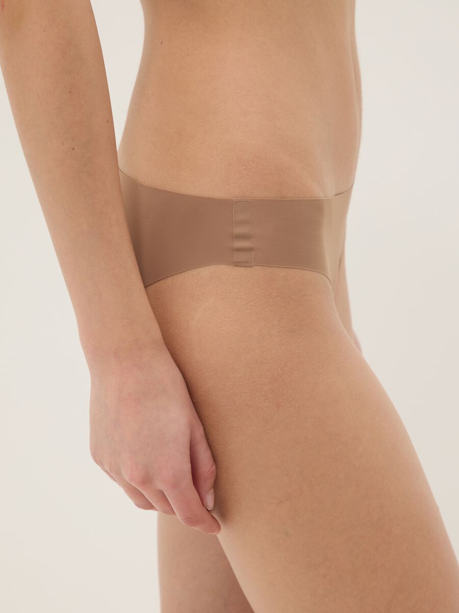 Brown regular fit seamless briefs_3