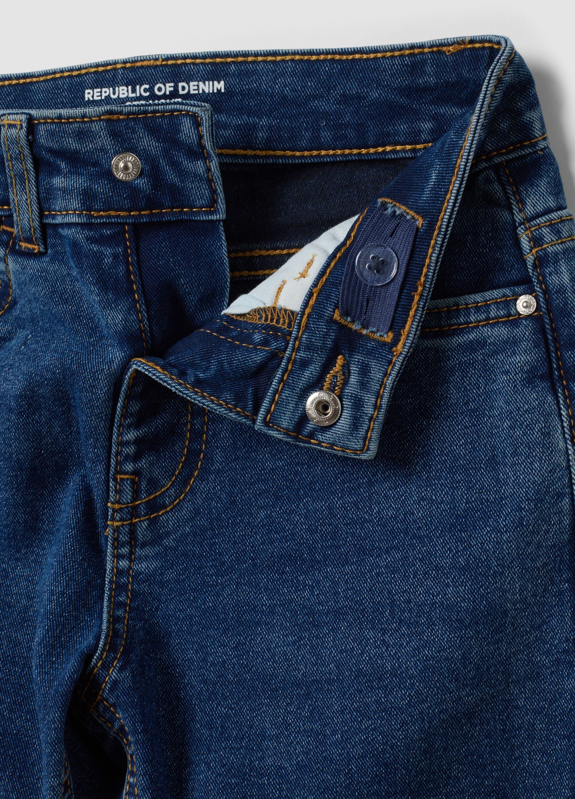 Blue denim straight-fit stretch cotton jeans for boys