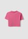 Pink pure cotton T-shirt with appliqu&eacute; stars, regular fit for girls_1