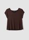 Brown pure viscose V-neck T-shirt, regular fit_4
