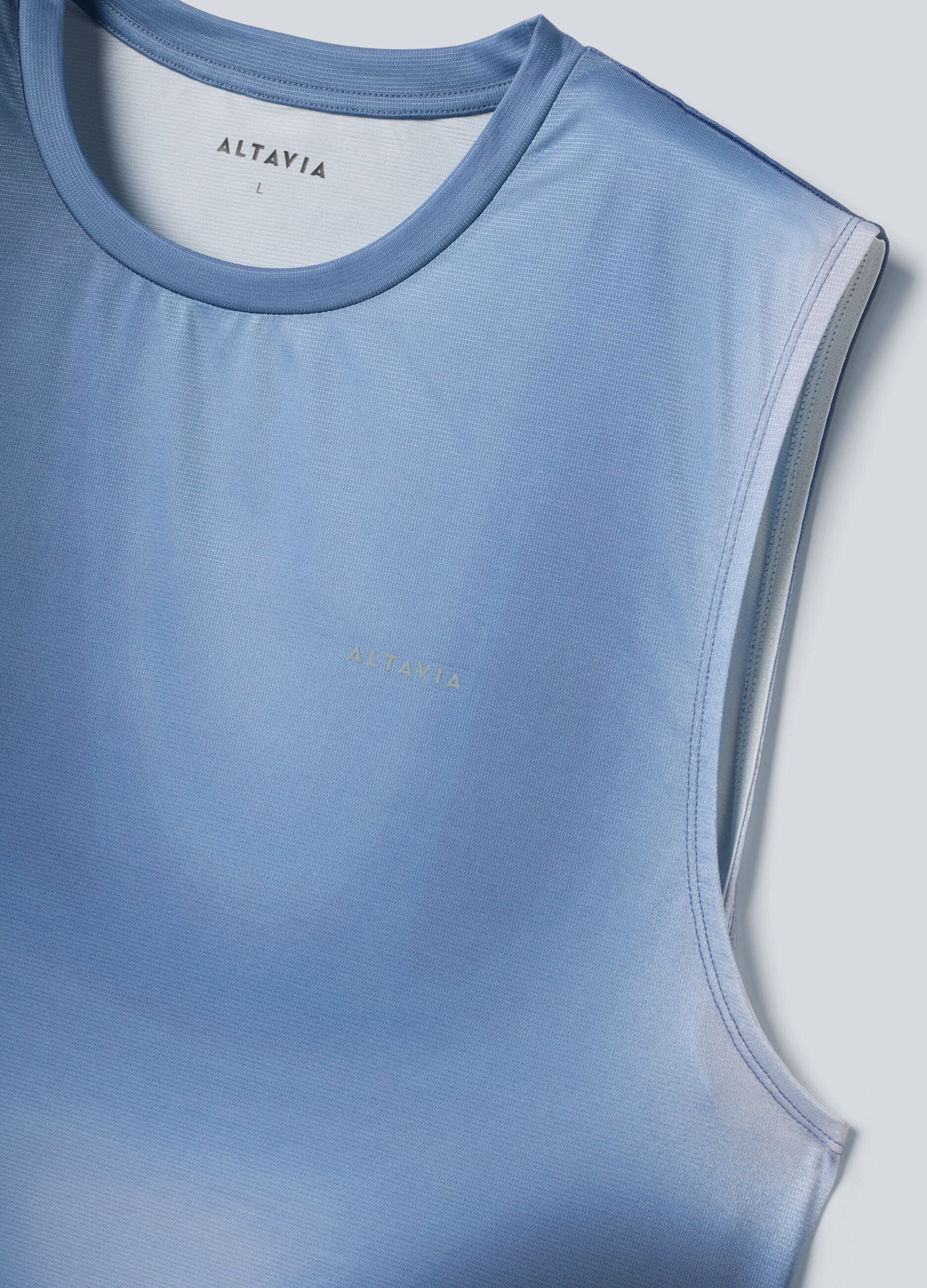 Light Blue ALTAVIA COURT Tank Top in Stretch Fabric with Tie-Dye Effect