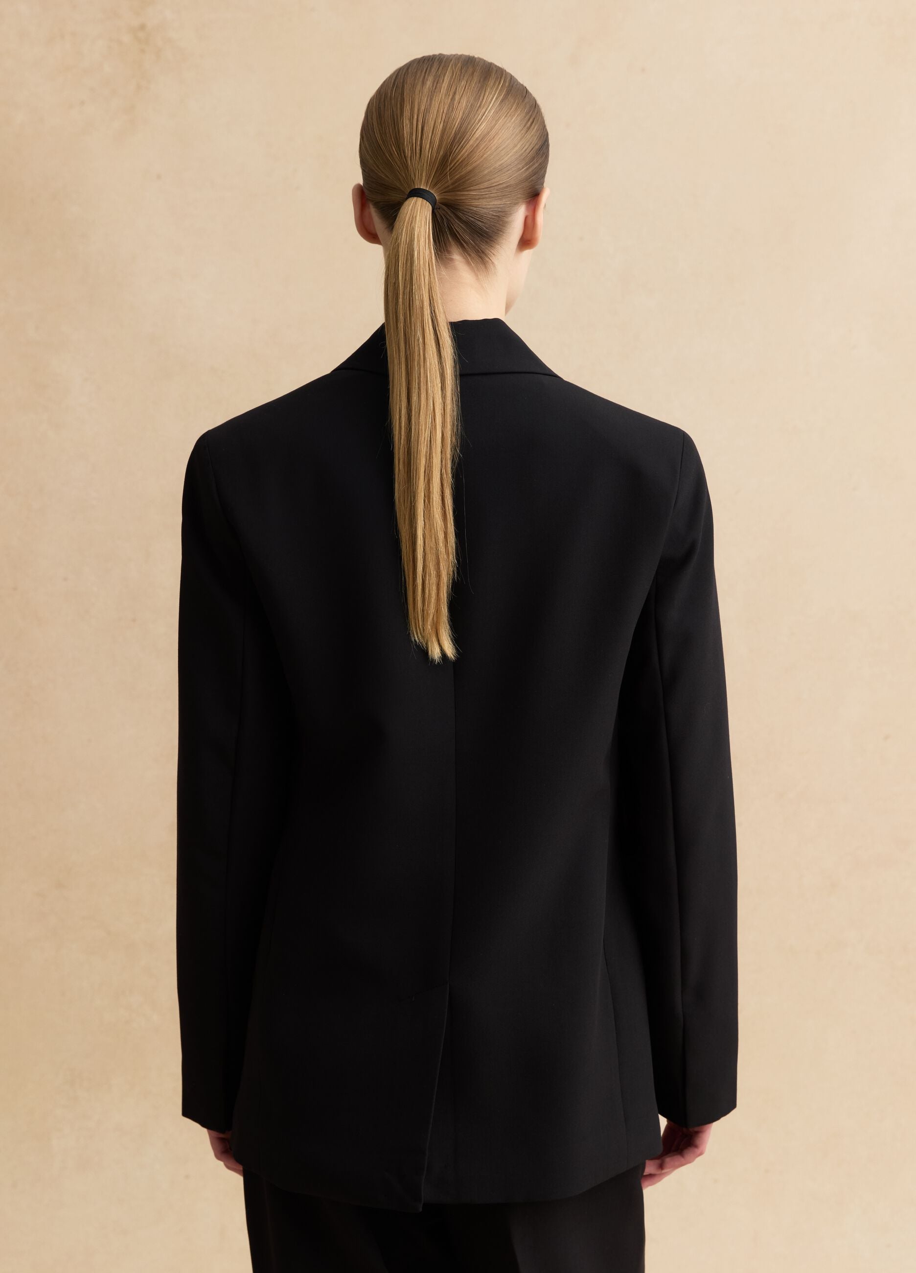 Black Viscose Blend Blazer Regular Fit