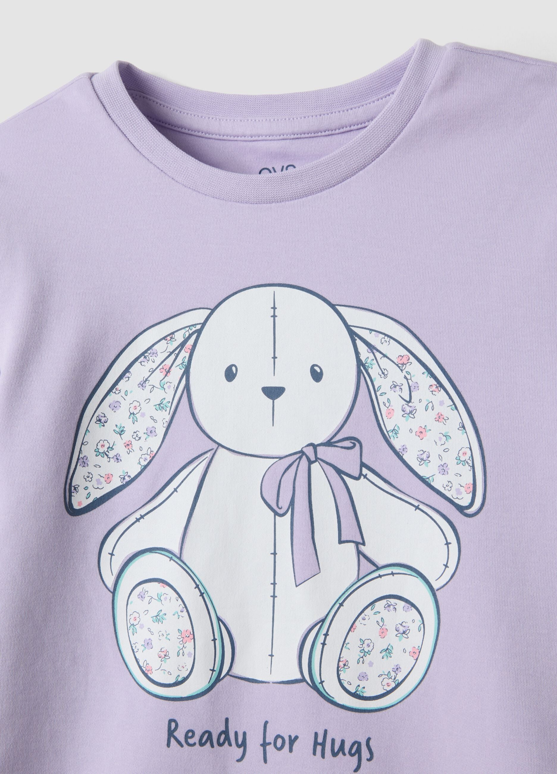 Purple pure organic cotton girls&rsquo; pyjamas with bunny print