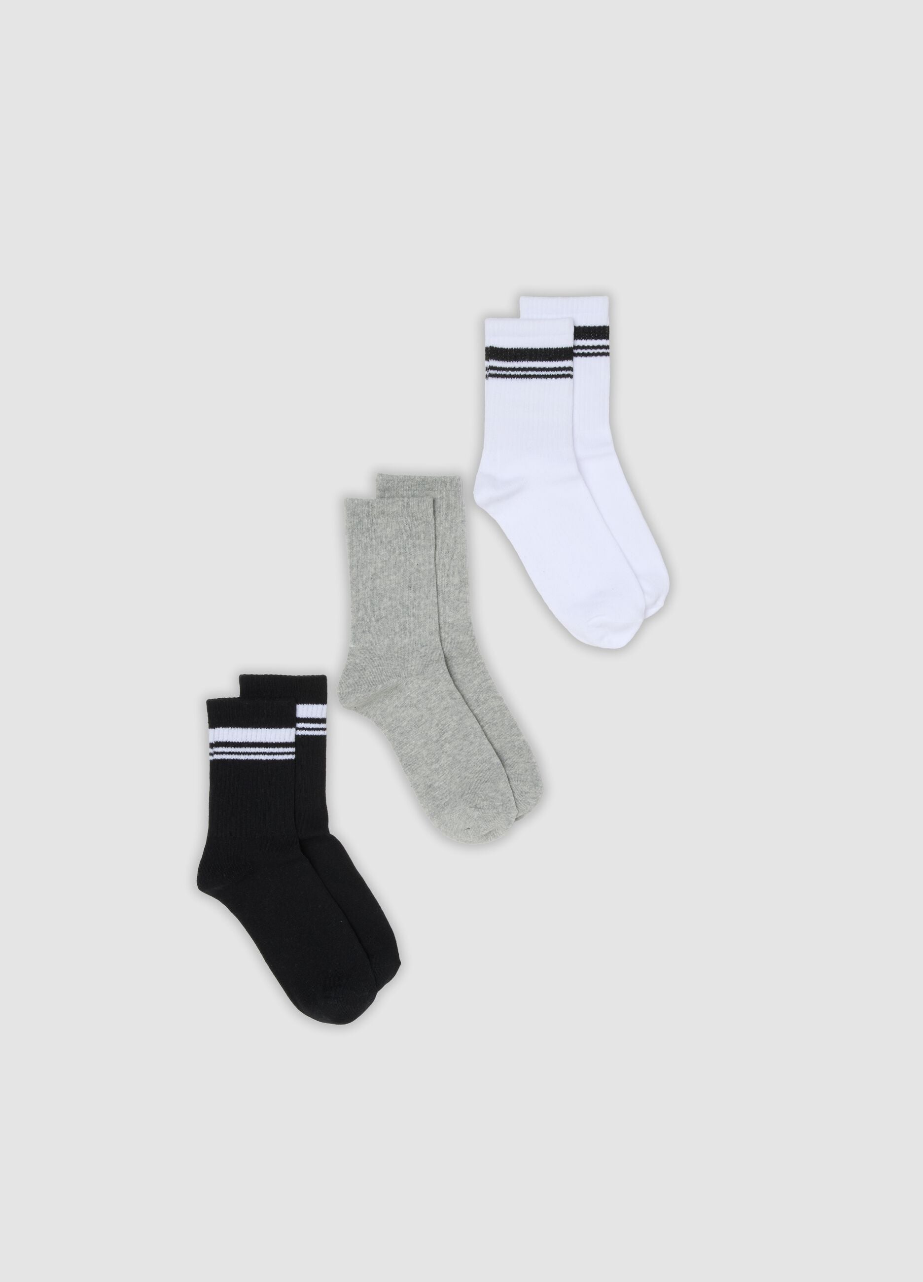 Three-pack of multicolour striped socks in stretch organic cotton