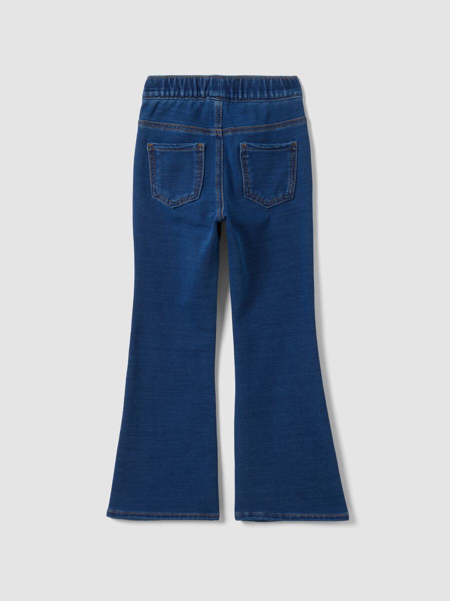 Blue flared stretch-cotton jeggings for girls_1