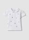 White stretch cotton polo shirt with classic collar for baby girl, regular fit_0